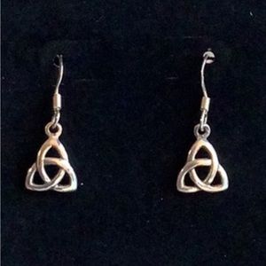 Sterling Silver Celtic Knot Symbol Drop Earrings